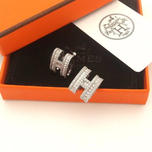 18K Pop H Diamonds Earrings - 图片 7