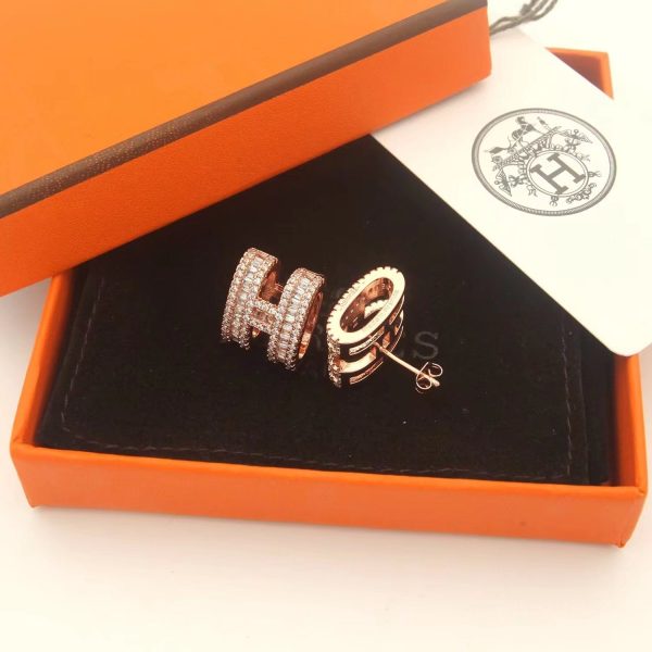 18K Pop H Diamonds Earrings - 图片 8