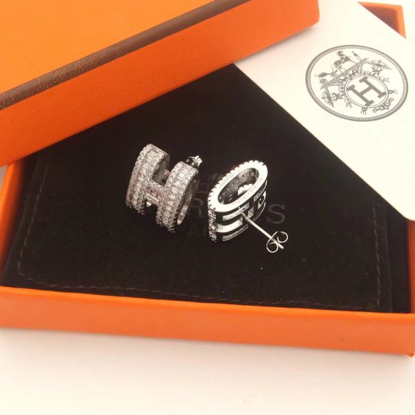 18K Pop H Diamonds Earrings - 图片 9