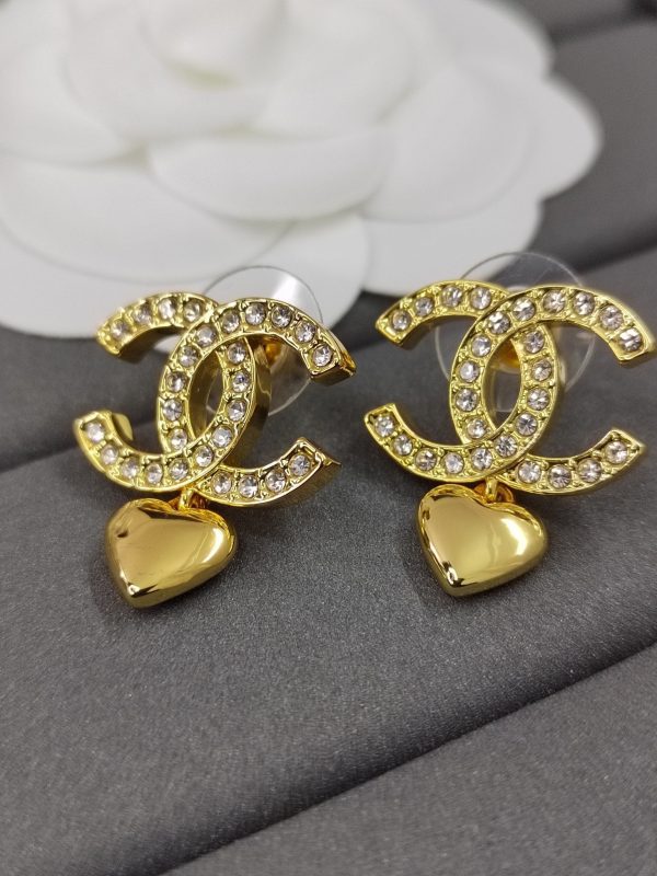 18K Classic Blue CC Heart Earrings - 图片 3