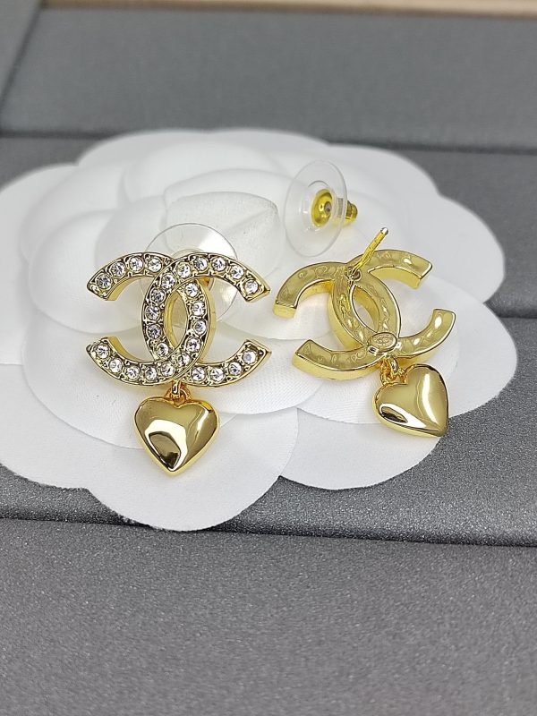 18K Classic Blue CC Heart Earrings - 图片 4