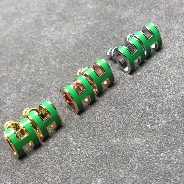 18k Mini Pop H Green Earrings - 图片 4
