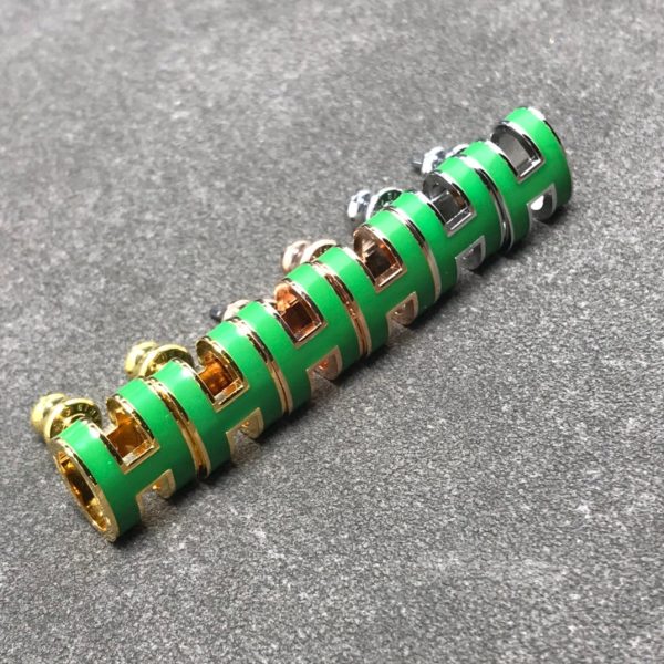 18k Mini Pop H Green Earrings - 图片 5