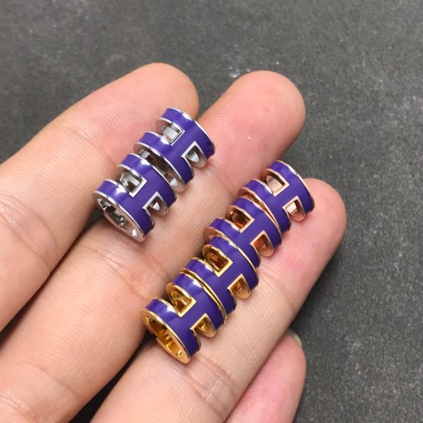 18K Mini Pop H Purple Earrings - 图片 4