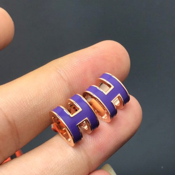 18K Mini Pop H Purple Earrings - 图片 5