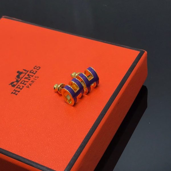 18K Mini Pop H Purple Earrings - 图片 7
