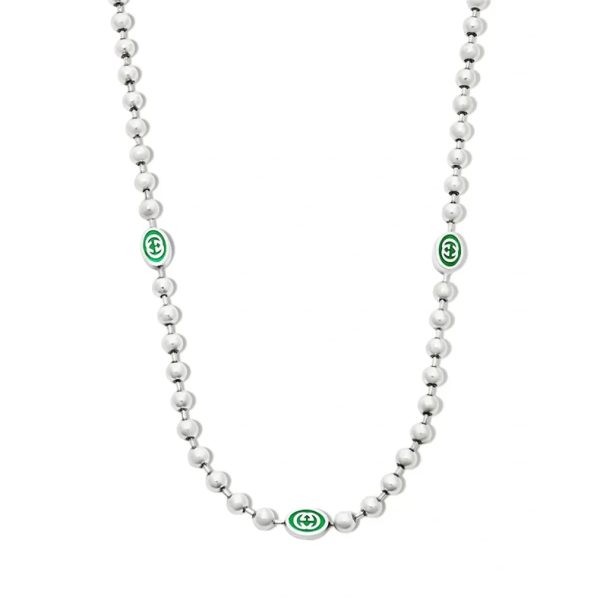 Double G Interlocking G Green Necklace - Image 2