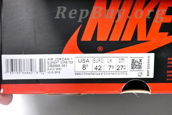 Top Version Air Jordan 1 Retro High Element Gore-Tex Black Particle Grey DB2889-001 - 图片 16