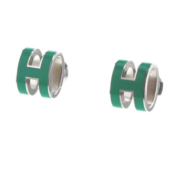 18k Mini Pop H Green Earrings - 图片 2