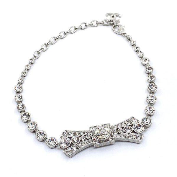 18K CC Diamond Bow Tie Pendant Necklace