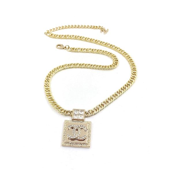 18K CC Metal & Diamantés Pendant Necklace - 图片 2