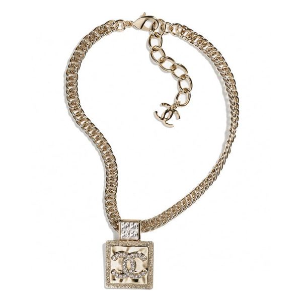 18K CC Metal & Diamantés Pendant Necklace