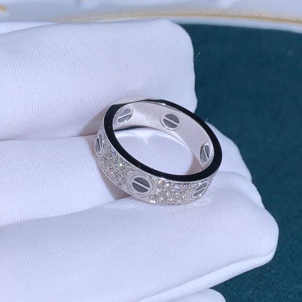 18K White Gold Love Diamonds Ceramic Ring - 图片 4