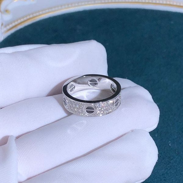 18K White Gold Love Diamonds Ceramic Ring - 图片 5