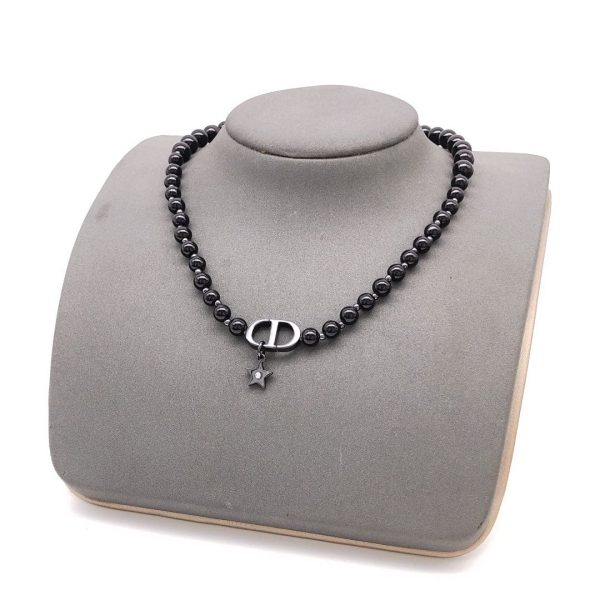 18K CD Black Crystal Beads Necklace