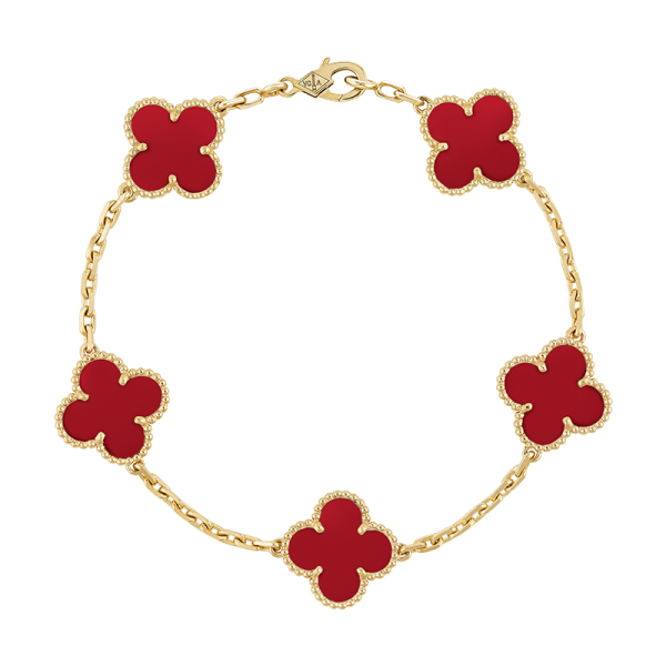18K Vintage Alhambra Five Motifs Carnelian Bracelet