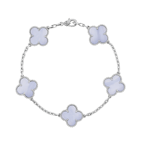 18K Vintage Alhambra Five Motifs Chalcedony Clover Bracelet