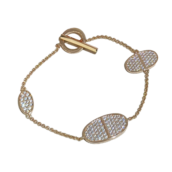 18K Chaine D'Ancre Verso Diamond H Bracelet
