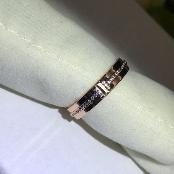 18K Rose Gold T Narrow Diamond Ring - 图片 2