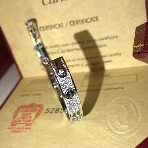 18K Love Diamond-Paved Ceramic Bracelet - 图片 4