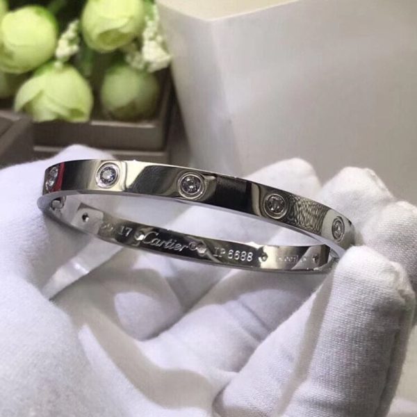 18K White Gold Ten Diamonds Love Bracelet - 图片 2