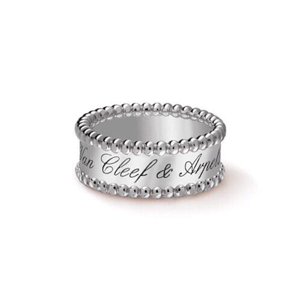 18K White Gold Perlée Signature Ring
