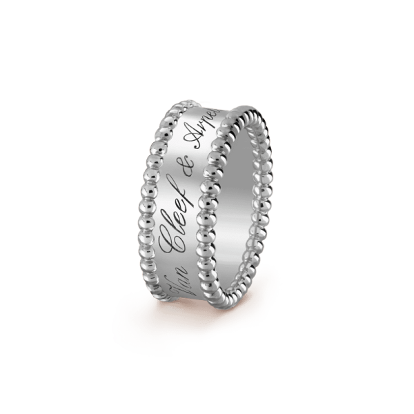 18K White Gold Perlée Signature Ring - 图片 2