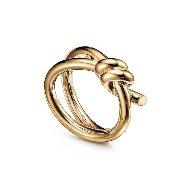 18K Yellow Gold Knot Double Row Ring - 图片 2