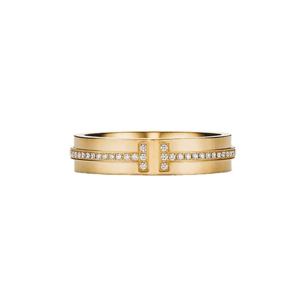 18K Yellow Gold T Narrow Diamond Ring