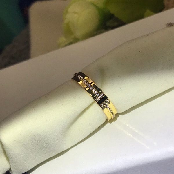 18K Yellow Gold T Narrow Diamond Ring - 图片 2