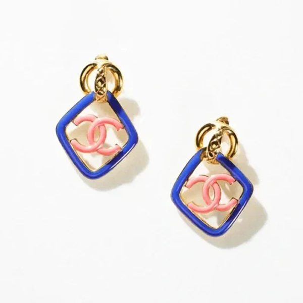 18K CC Diamond Shape Clip-On Earrings