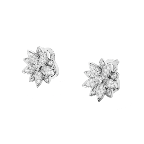 18K Lotus One Flowers Small Earrings - 图片 3