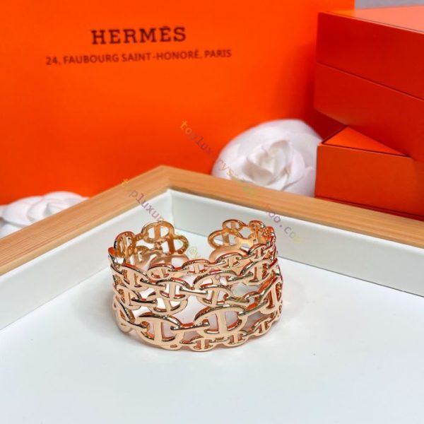 18K Chaine D'Ancre Wide Cutwork H Bracelet - 图片 7