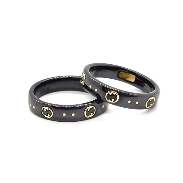18K Double G Icon Black Corundum Ring - 图片 2