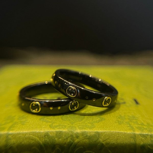 18K Double G Icon Black Corundum Ring - 图片 3