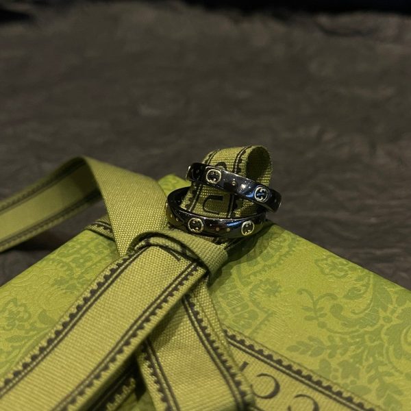 18K Double G Icon Black Corundum Ring - 图片 4