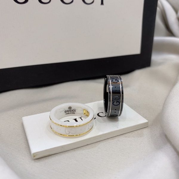 18K Double G Icon Black Corundum Ring - 图片 5