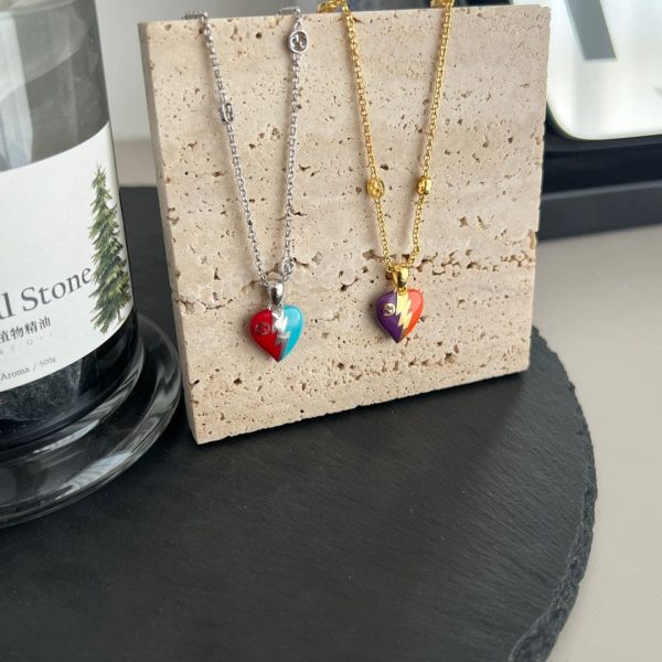 18K Double G Interlocking G Heart Lightning Charm Necklace - 图片 8