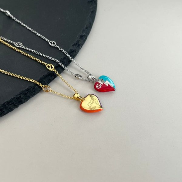 Double G Interlocking G Heart Lightning Charm Necklace - Image 6