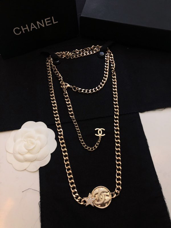 18K CC Rhinestone Star Chain Necklace - 图片 2