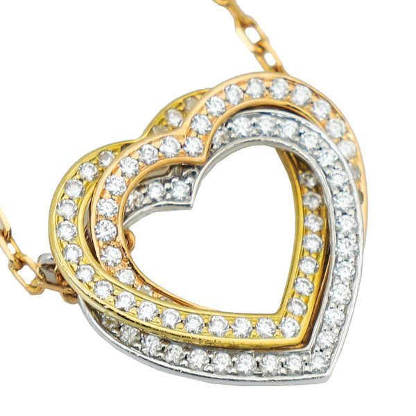 18K Trinity Heart Full Diamond Necklace - 图片 4