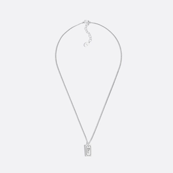 18K CD Oblique Plate Pendant Necklace