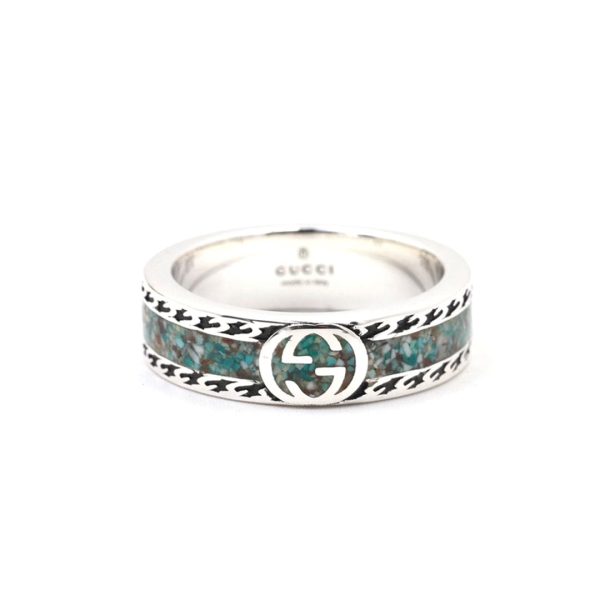 Double G Interlocking G Turquoise Ring
