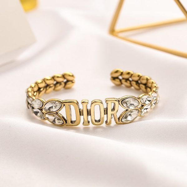 18K CD Crystal Open Cuff Bracelet - 图片 2