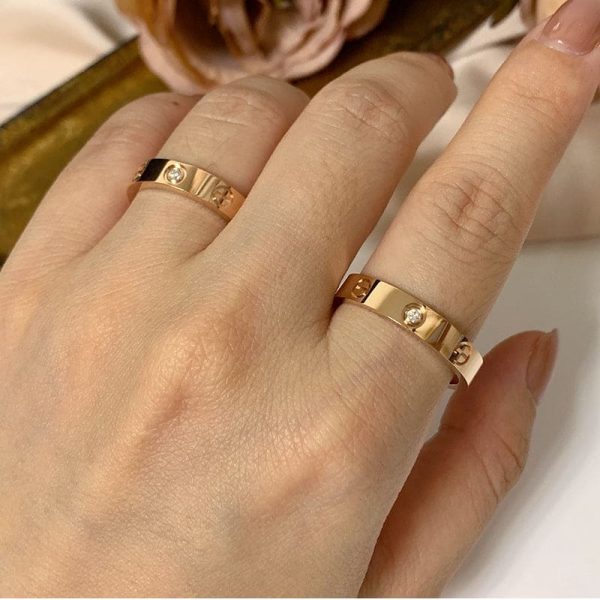18K Love Wedding One Diamond Ring - 图片 4