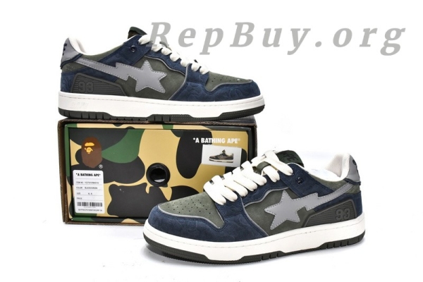 A Bathing Ape Bape Sk8 Sta Low Dark Blue Gray 1G70-109-0010 - 图片 17