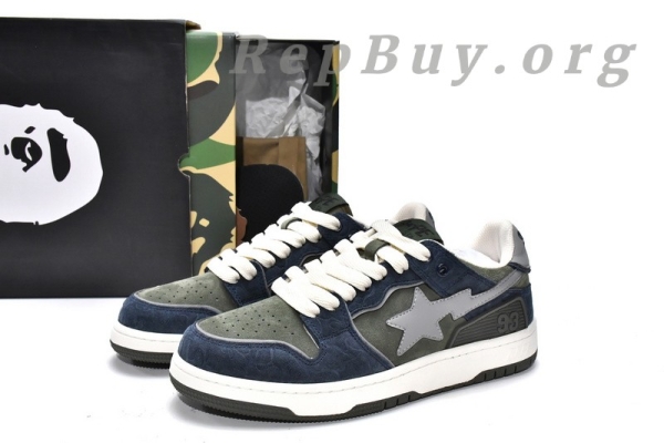 A Bathing Ape Bape Sk8 Sta Low Dark Blue Gray 1G70-109-0010 - 图片 18