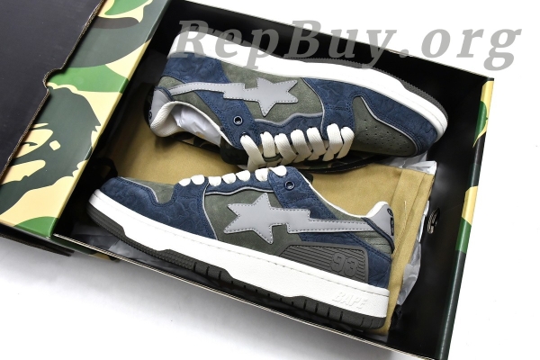 A Bathing Ape Bape Sk8 Sta Low Dark Blue Gray 1G70-109-0010 - 图片 19