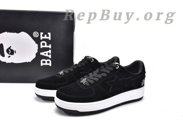 A Bathing Ape Bape Sk8 Sta Low Black And White 1G70-109-0011 - 图片 19