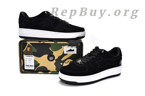 A Bathing Ape Bape Sk8 Sta Low Black And White 1G70-109-0011 - 图片 18